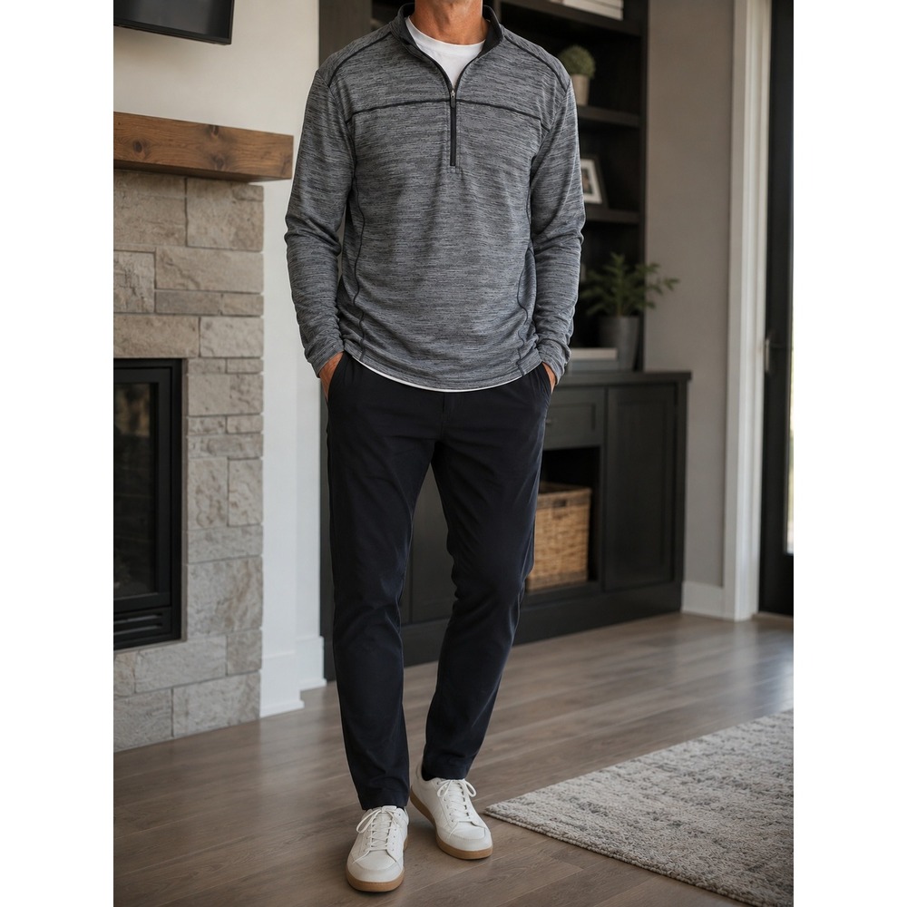 Pebble Beach Dry-Luxe Performance Grey Heather 1/4 Zip Pullover Mens Medium